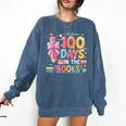 100th Day Of School Teacher Floral 100 Days In The Books Comfort Colors Sweatshirt Blue Jean