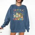 100th Day Of School Teacher Floral Books 100 Days Of Growing Comfort Colors Sweatshirt Blue Jean