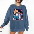 Adorable Book Lover Calico Cat With Reading Glasses Cute For Men Women Kids Comfort Colors Sweatshirt Blue Jean Adorable Book Lover Calico Cat With Reading Glasses Cute For Men Women Kids Comfort Colors Sweatshirt Blue Jean