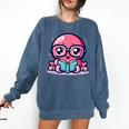 Adorable Book Lover Octopus With Reading Glasses Cute Comfort Colors Sweatshirt Blue Jean Adorable Book Lover Octopus With Reading Glasses Cute Comfort Colors Sweatshirt Blue Jean