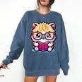 Adorable Book Lover Persian Cat With Reading Glasses Cute Comfort Colors Sweatshirt Blue Jean Adorable Book Lover Persian Cat With Reading Glasses Cute Comfort Colors Sweatshirt Blue Jean