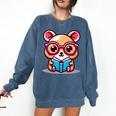 Adorable Book Lover Quokka With Reading Glasses Cute Comfort Colors Sweatshirt Blue Jean