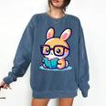 Adorable Book Lover Rabbit With Reading Glasses Cute Premium Comfort Colors Sweatshirt Blue Jean Adorable Book Lover Rabbit With Reading Glasses Cute Premium Comfort Colors Sweatshirt Blue Jean