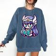 Adorable Book Lover Valkyrie With Reading Glasses Cute Comfort Colors Sweatshirt Blue Jean