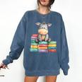 Adorable Donkey With Heart Sitting On Colorful Book Stack Comfort Colors Sweatshirt Blue Jean Adorable Donkey With Heart Sitting On Colorful Book Stack Comfort Colors Sweatshirt Blue Jean