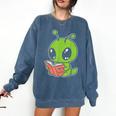 Alien Reading Book Believe In Yourself Kids Women Men Comfort Colors Sweatshirt Blue Jean