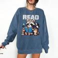 Animals Raccoon Reading Book Librarian Across America Kids Comfort Colors Sweatshirt Blue Jean