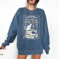 Anti-Social Book-Club Cat Graphic Comfort Colors Sweatshirt Blue Jean