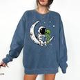 Astronaut Reading Book To Alien Moon Space Astronomy Comfort Colors Sweatshirt Blue Jean