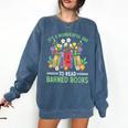 Banned Books Week Librarian Reading Comfort Colors Sweatshirt Blue Jean
