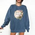 Barely Tolerable Book Lover Bookish Floral Bookworm Comfort Colors Sweatshirt Blue Jean