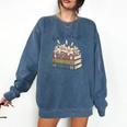 Barely Tolerable Book Lover Floral Quote Pride And Prejudice Comfort Colors Sweatshirt Blue Jean
