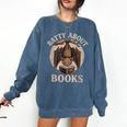 Batty About Books Reading Book Lover Men Women Distressed Comfort Colors Sweatshirt Blue Jean