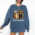 Boo-Kmarked Fall Pumpkin Books Halloween Teacher Teaching Comfort Colors Sweatshirt Blue Jean Boo-Kmarked Fall Pumpkin Books Halloween Teacher Teaching Comfort Colors Sweatshirt Blue Jean
