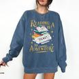 Book Adventure Library Student Teacher Book Comfort Colors Sweatshirt Blue Jean