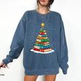 Book Christmas Tree Xmas Lights Book Lover Teacher Librarian Comfort Colors Sweatshirt Blue Jean Book Christmas Tree Xmas Lights Book Lover Teacher Librarian Comfort Colors Sweatshirt Blue Jean