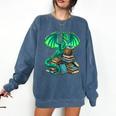 Book Dragon Reading Fantasy Comfort Colors Sweatshirt Blue Jean