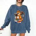 Book Dragon Reading Book Lover Comfort Colors Sweatshirt Blue Jean