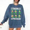 Book Leprechaun St Patrick's Day Library Librarian Reading Comfort Colors Sweatshirt Blue Jean Book Leprechaun St Patrick's Day Library Librarian Reading Comfort Colors Sweatshirt Blue Jean