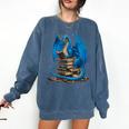 Book Lover Bookworm Reading Books Dragon Premium Tri-Blend Comfort Colors Sweatshirt Blue Jean