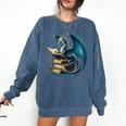 Book Lover Bookworm Reading Books Dragon Sci-Fi Character Comfort Colors Sweatshirt Blue Jean