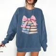 Book Lover Coquette Bow Pink Dainty Ribbon Cute Bookworm Comfort Colors Sweatshirt Blue Jean