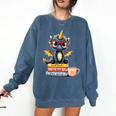 Book Lover Cute Baby Dragon Reading Comfort Colors Sweatshirt Blue Jean