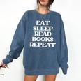 Book Lover Book Eat Sleep Read Books Repeat Comfort Colors Sweatshirt Blue Jean