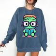 Book Lover Frankenstein's Monster With Reading Glasses Comfort Colors Sweatshirt Blue Jean Book Lover Frankenstein's Monster With Reading Glasses Comfort Colors Sweatshirt Blue Jean