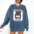 Book Lover What Happens At Book Club Stays Messy Bun Girls Comfort Colors Sweatshirt Blue Jean