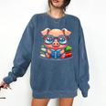 Book Lover Reading Pig Comfort Colors Sweatshirt Blue Jean Book Lover Reading Pig Comfort Colors Sweatshirt Blue Jean
