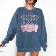 Book Lover's Pretty Girl's Read Books Comfort Colors Sweatshirt Blue Jean