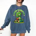 Book A Saurus Bookasaurus Dinosaur Book Girls Boys Toddler Comfort Colors Sweatshirt Blue Jean
