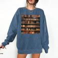 Book Book Shelves Library Comfort Colors Sweatshirt Blue Jean