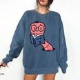 Book Worm Pun Read Reading Librarian America Men Women Kids Comfort Colors Sweatshirt Blue Jean
