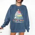 All Booked For Christmas Book Tree Lights Christmas Library Comfort Colors Sweatshirt Blue Jean