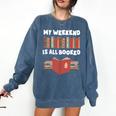 My Weekend Is All Booked Cute Book Reader Teacher Comfort Colors Sweatshirt Blue Jean