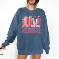 All Booked For Valentine Book Reading Women Girl Teacher Comfort Colors Sweatshirt Blue Jean