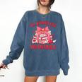 All Booked For Valentine Bow Books Lover Teacher Girl Women Comfort Colors Sweatshirt Blue Jean