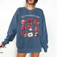 All Booked For Valentine Coquette Bow Girl Women Teacher Comfort Colors Sweatshirt Blue Jean