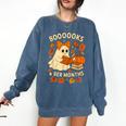 Books And BER Months Fall Librarian Reading Halloween Comfort Colors Sweatshirt Blue Jean Books And BER Months Fall Librarian Reading Halloween Comfort Colors Sweatshirt Blue Jean