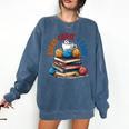 “Books Coffee & Yarn Enthusiast Cozy Reader Comfort Colors Sweatshirt Blue Jean