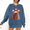 Books Fireworks 4th Of July Bookworm Patriotic Reader Comfort Colors Sweatshirt Blue Jean