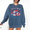 Books Fireworks And Freedom Independence Day Book Lover Comfort Colors Sweatshirt Blue Jean