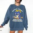 Books Are My Greatest Treasure Kawaii Dragon Reading Books Comfort Colors Sweatshirt Blue Jean