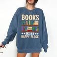Books Are My Happy Place Comfort Colors Sweatshirt Blue Jean Books Are My Happy Place Comfort Colors Sweatshirt Blue Jean