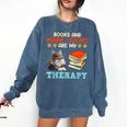 BOOKS AND MAINE COONS ARE MY THERAPY Main Coon Comfort Colors Sweatshirt Blue Jean BOOKS AND MAINE COONS ARE MY THERAPY Main Coon Comfort Colors Sweatshirt Blue Jean