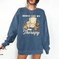 Books Are My Therapy Cozy Reading Chair Artwork Comfort Colors Sweatshirt Blue Jean