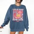 I Like My Books Spicy And My Coffee Icy Librarian Comfort Colors Sweatshirt Blue Jean