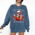I Like My Books Spicy And My Coffee Icy Skeleton Comfort Colors Sweatshirt Blue Jean